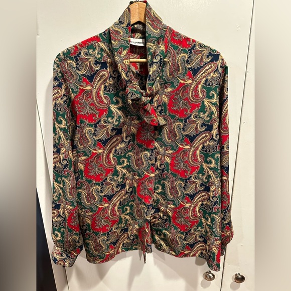 Alfred Dunner Red and Green Paisley Top - Picture 5 of 6